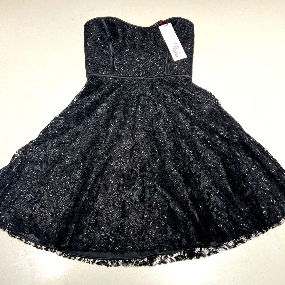 Parker - strapless black lace dress NWT. Size small (S)